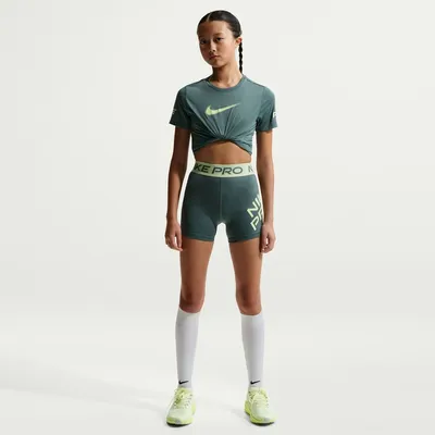 Nike Pro Dri-FIT 3 Shorts HBR VNR Kinder – MINERAL SLATE/LT LIQUID LIME
