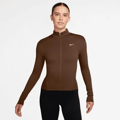 Nike One Dri-FIT Fitted Trainingsjacke mit Reißverschluss Damen – CACAO WOW/WHITE