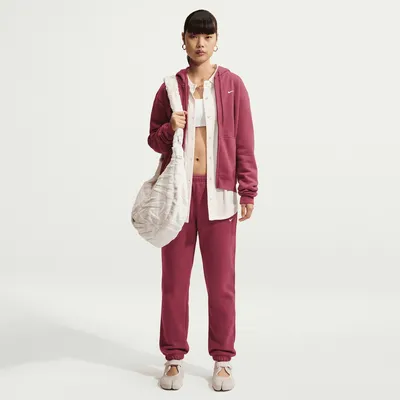 Nike Hosen lang Da Nike Studio Fleece Medium Weight Hose mit mittelhohem Bund und Bündchen (Damen) – PINK SMOKE/SAIL