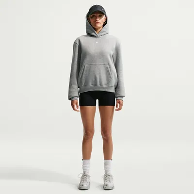 Nike Kapuzensweat STUDIO FLEECE – Dunkelgrau meliert / Cremeweiß