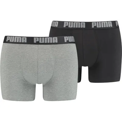 PUMA BASIC BOXER 2P – dark grey melange / black