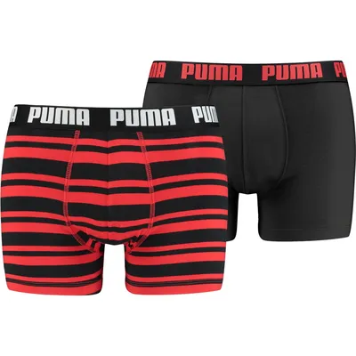 PUMA HERITAGE STRIPE BOXER 2P – Rot / Schwarz