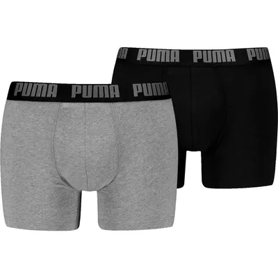 PUMA MEN EVERYDAY BASIC BOXERS 2P – Grau meliert / Schwarz