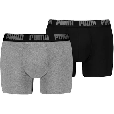 PUMA MEN EVERYDAY BASIC BOXERS 2P – Grau meliert / Schwarz
