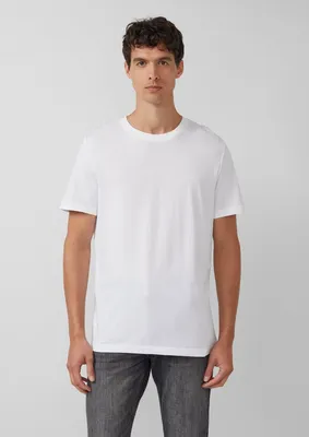 s.Oliver Crewneck-T-Shirt mit Logo-Print – Weiß