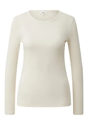s.Oliver Baumwoll-Longsleeve im Slim Fit – WHITE