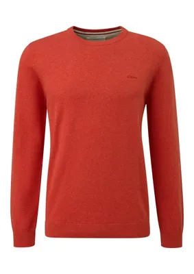 s.Oliver Baumwollpullover mit Logo-Stickerei – Rot