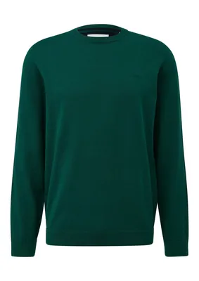 s.Oliver Baumwollpullover mit Logo-Stickerei – Grün