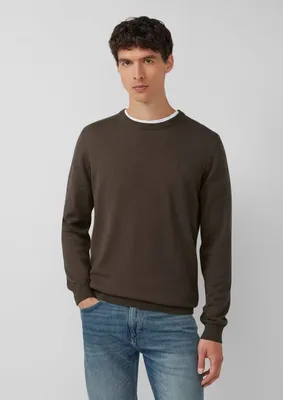s.Oliver Baumwollpullover mit Logo-Stickerei – Braun