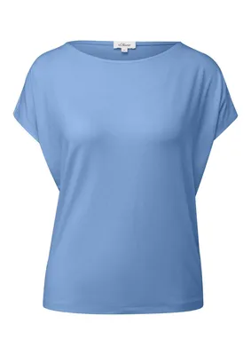 s.Oliver Fließendes Jersey-Shirt mit überschnittenen Schultern – BLUE