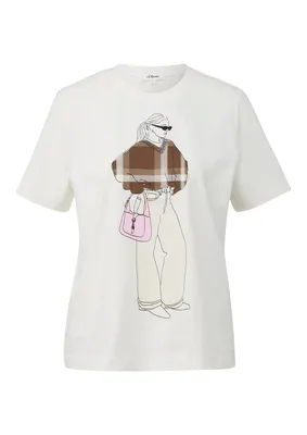 s.Oliver Relaxed Fit T-Shirt mit modischem Frontprint – WHITE