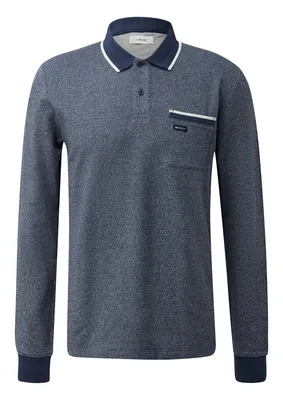 s.Oliver Piqué-Poloshirt mit langen Ärmeln – BLUE