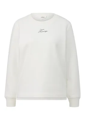 s.Oliver Sweatshirt mit Rückenprint und verlängertem Rückenteil – WHITE