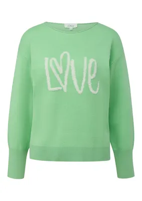 s.Oliver Strukturierter Strickpullover aus Baumwollmix im Relaxed Fit – GREEN