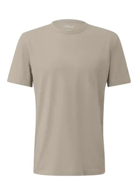 s.Oliver T-Shirt aus weichem Baumwollmix-Jersey mit Logo-Detail – BROWN