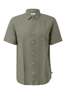 s.Oliver Regular Fit: Leichtes Leinenhemd mit Kentkragen – GREEN
