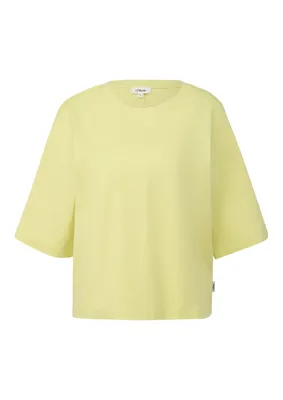 s.Oliver Oversize T-Shirt aus weichem Baumwoll-Interlockjersey mit Logo-Applikation – GREEN