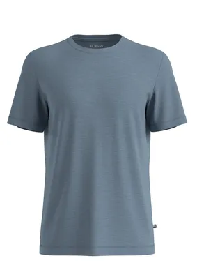 s.Oliver Shirt aus weichem Baumwollmix-Jersey mit Logo-Applikation – Blau