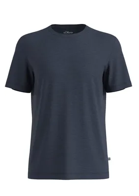 s.Oliver Shirt aus weichem Baumwollmix-Jersey mit Logo-Applikation – Blau