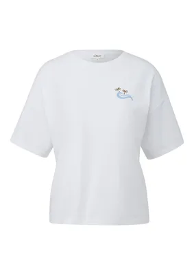 s.Oliver Weiches Baumwoll-T-Shirt mit Rundhalsausschnitt und Print – WHITE