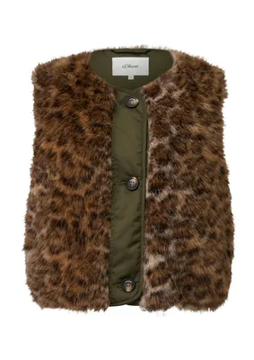 s.Oliver Webpelz-Weste – BROWN
