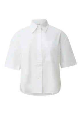 s.Oliver Baumwoll-Bluse mit Hemdkragen und Brusttasche – WHITE