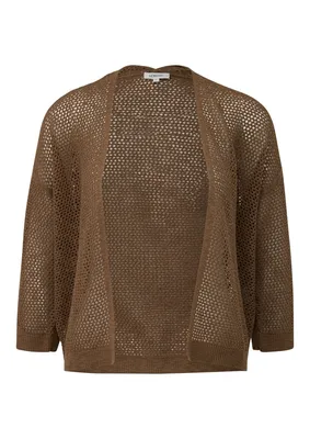 s.Oliver Luftige Oversize-Strickjacke mit Kurzarm – BROWN