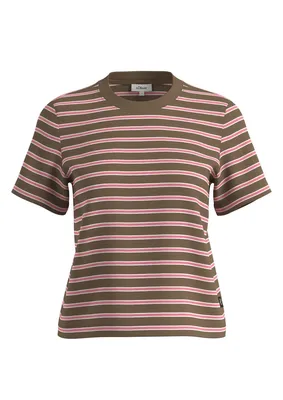 s.Oliver Gestreiftes Kurzarm-T-Shirt aus weichem Jersey-Baumwollmix – BROWN