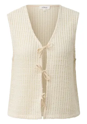 s.Oliver Relaxed-Fit-Weste aus Ajourstrick – BROWN