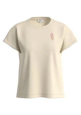 s.Oliver Ärmelloses T-Shirt aus Baumwolljersey mit Frontprint – Braun