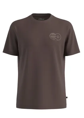 s.Oliver T-Shirt mit Frontprint und Label-Patch – BROWN