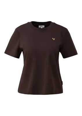 s.Oliver T-Shirt mit Artwork im Regular Fit – Braun