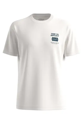 s.Oliver Baumwoll-T-Shirt mit Artwork – WHITE