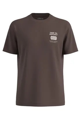 s.Oliver Baumwoll-T-Shirt mit Artwork – Braun