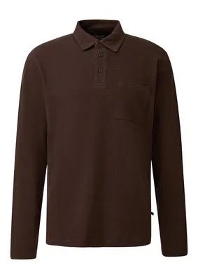 s.Oliver Poloshirt aus Flammgarn-Jersey mit Brusttasche – BROWN