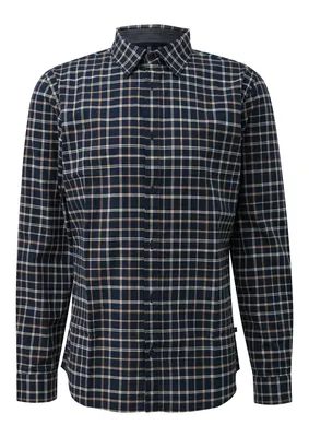 s.Oliver Slim Fit Hemd mit Kentkragen und Waschung – BLUE