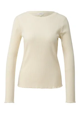 s.Oliver T-Shirt im Slim Fit mit Wellenkante – WHITE