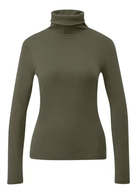 s.Oliver Langarm-Shirt im Slim Fit mit Rollkragen – GREEN