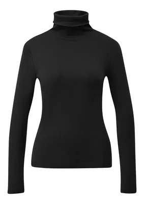 s.Oliver Langarm-Shirt im Slim Fit mit Rollkragen – Grau / Schwarz