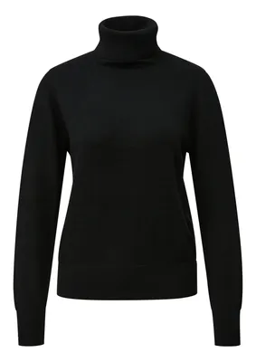 s.Oliver Strickpullover mit Pailletten und Rollkragen – Grau / Schwarz