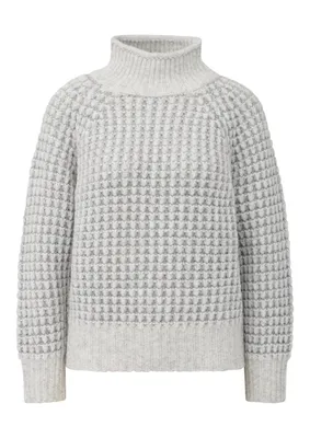 s.Oliver Strickpullover mit Stehkragen und Struktur – GREY/BLACK