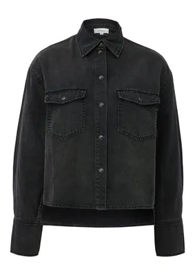 s.Oliver Denim Bluse mit Pattentaschen – GREY/BLACK