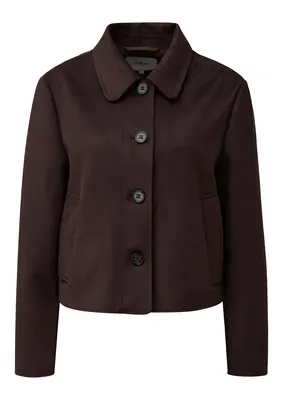 s.Oliver Jacke in Velousleder-Optik mit Hemdkragen – BROWN
