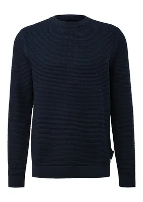 s.Oliver Strukturierter Strickpullover mit Rippbündchen – BLUE