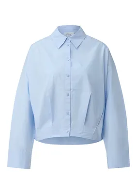 s.Oliver Bluse im Relaxed Fit mit Faltendetail und verlängertem Rücken – BLUE