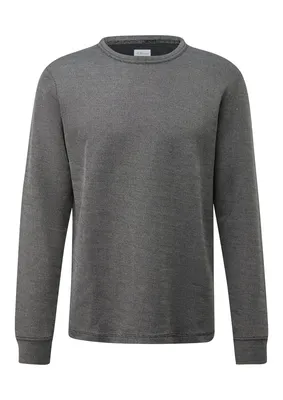 s.Oliver Geripptes Longsleeve aus weichem Doubleface-Jersey – GREY/BLACK