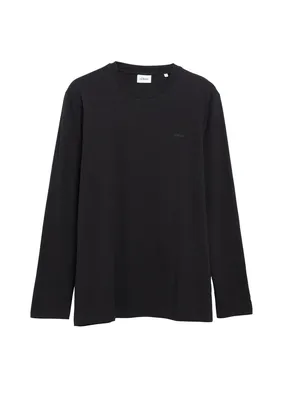 s.Oliver Baumwoll-Longsleeve mit Logo – GREY/BLACK