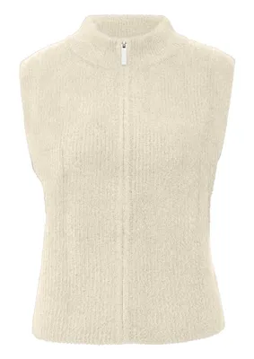 s.Oliver Strickjacke mit Reißverschluss und Stehkragen – WHITE