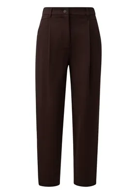 s.Oliver Ankle-Hose im Relaxed Fit mit Bundfalten und Gummizug – BROWN