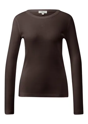 s.Oliver Langarm-Shirt mit Stickerei – BROWN